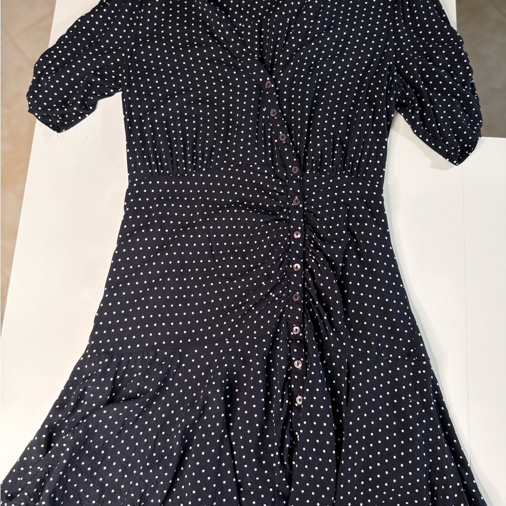 Free People Black and White Polka Dot Midi Dress
